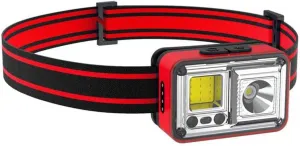Lithium Battery Induction Headlight Led Outdoor Strong Light Head-Mounted Torch Type-C Rechargeable Wild Fishing Headlight (Color : Red)