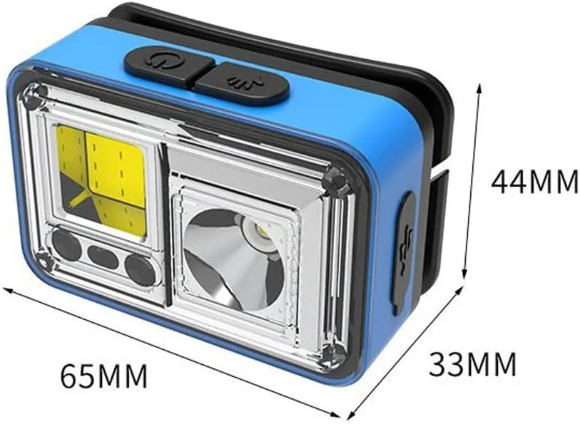 Lithium Battery Induction Headlight Led Outdoor Strong Light Head-Mounted Torch Type-C Rechargeable Wild Fishing Headlight(Blue)