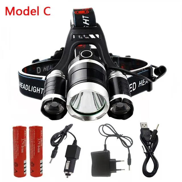 Litwod Z10 XML 3T6 LED Headlight Headlamp 10000Lm Head Lamp Light 4mode torch 2x18650 battery AC charger for fishing Lights