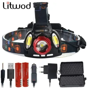 Litwod Z302305  3 pcs chips led headlamp headlight cree xml t6 zoomable head lamp waterproof lights rechargeable 18650 battery