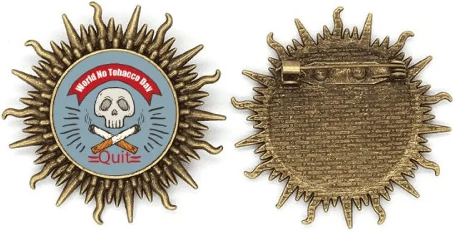 Logo l No Tobacco Day Metall Sonne Brosche Haken Pin