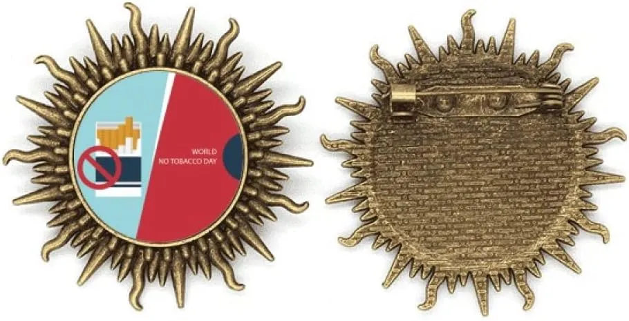 Logo Left Cigarettes Are Not Allowed World No Tobacco Day Metall Sonne Brosche Haken Pin