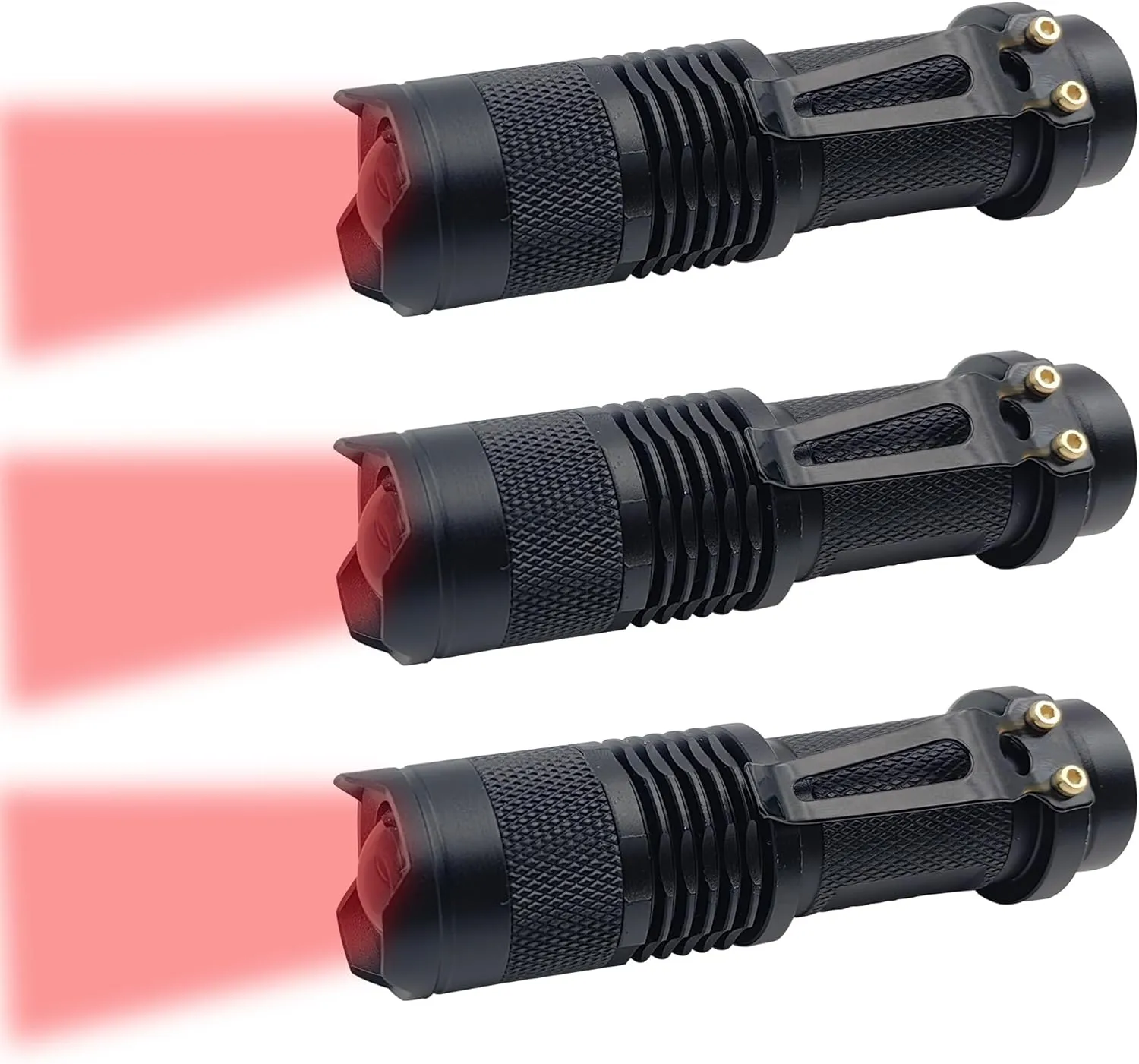 Low-Lumen Red Flashlight Zoomable Single Mode Mini Red Light Flashlights Ideal for Preserving Night Vision, Low Illumination, 3 Pack