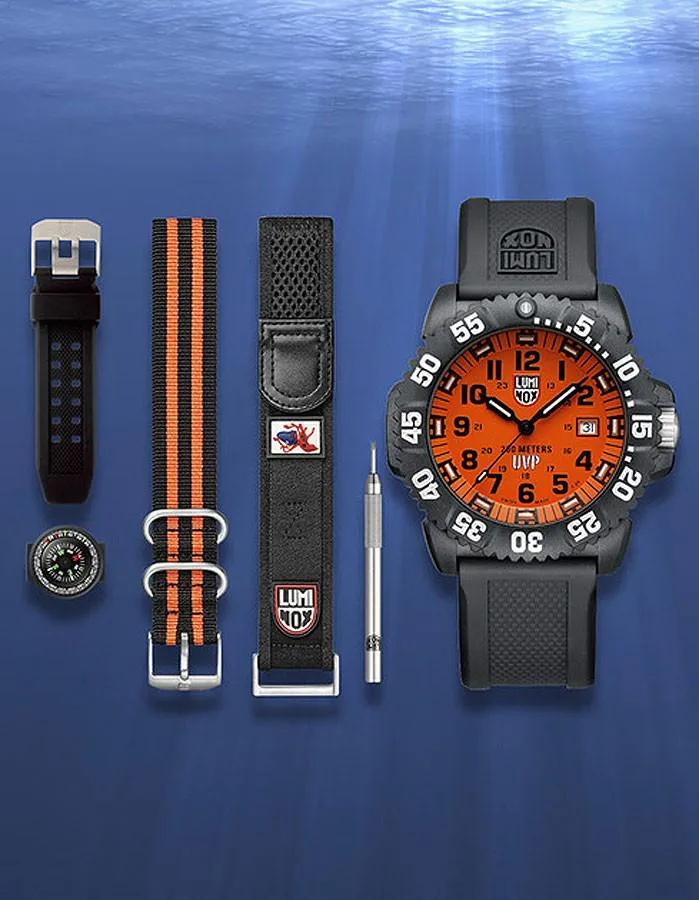 Luminox Mens Scott Cassell Special Edition Set - Orange Dial - 200 Meters