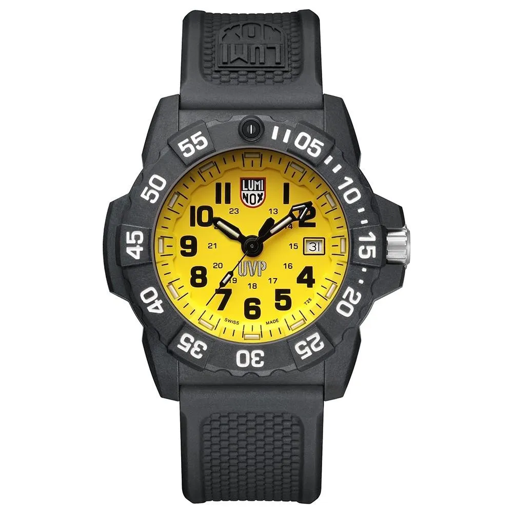Luminox Men's Special Edition 3500 Series Black Polyurethane Band Yellow Analog Dial Quartz Watch with Extra Nylon Band & Changing Tool & Compass - XS.3505.SC.SET