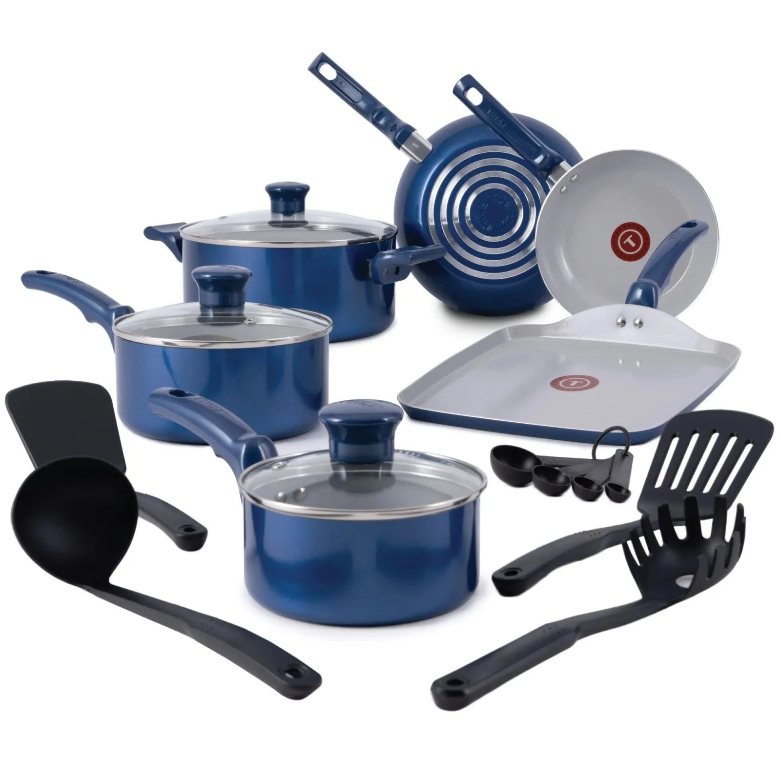 LunaLulink Ceramic Cookware Blue Non-Stick Effective communication 4-Piece Flash offer Set,