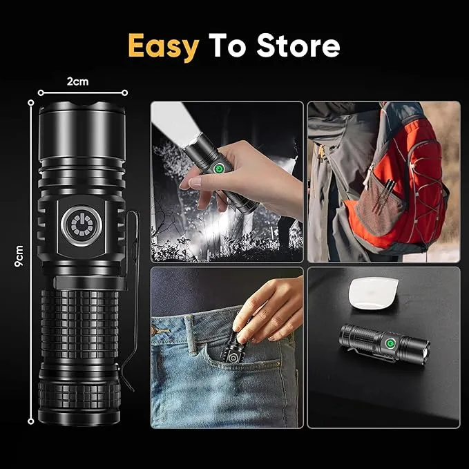 LUXJUMPER Super Bright LED Mini Flashlights with Portable Clip & Tail Magnet Rechargeable Hat Clip Light, EDC Zoomable 3 Modes, Waterproof Tactical Flashlight for Hiking, Camping, Hurricane Outage