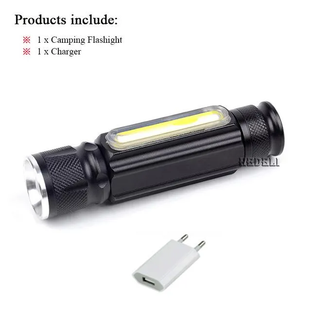 Magnet usb flashlight camping lamp zoom COB led flashlight  xml t6 torch rechargeable led lanterna waterproof 18650 battery