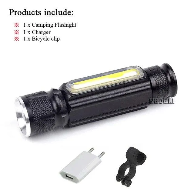 Magnet usb flashlight camping lamp zoom COB led flashlight  xml t6 torch rechargeable led lanterna waterproof 18650 battery