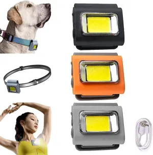 Magnetic Cob Work Light,Safety Running Light with Strong Magnetic Clip,6 Light Modes USB Rechargeable Waterproof Mini Led Keychain Light with Headband for Night Running Joggers Walking Hiking (3Pcs)
