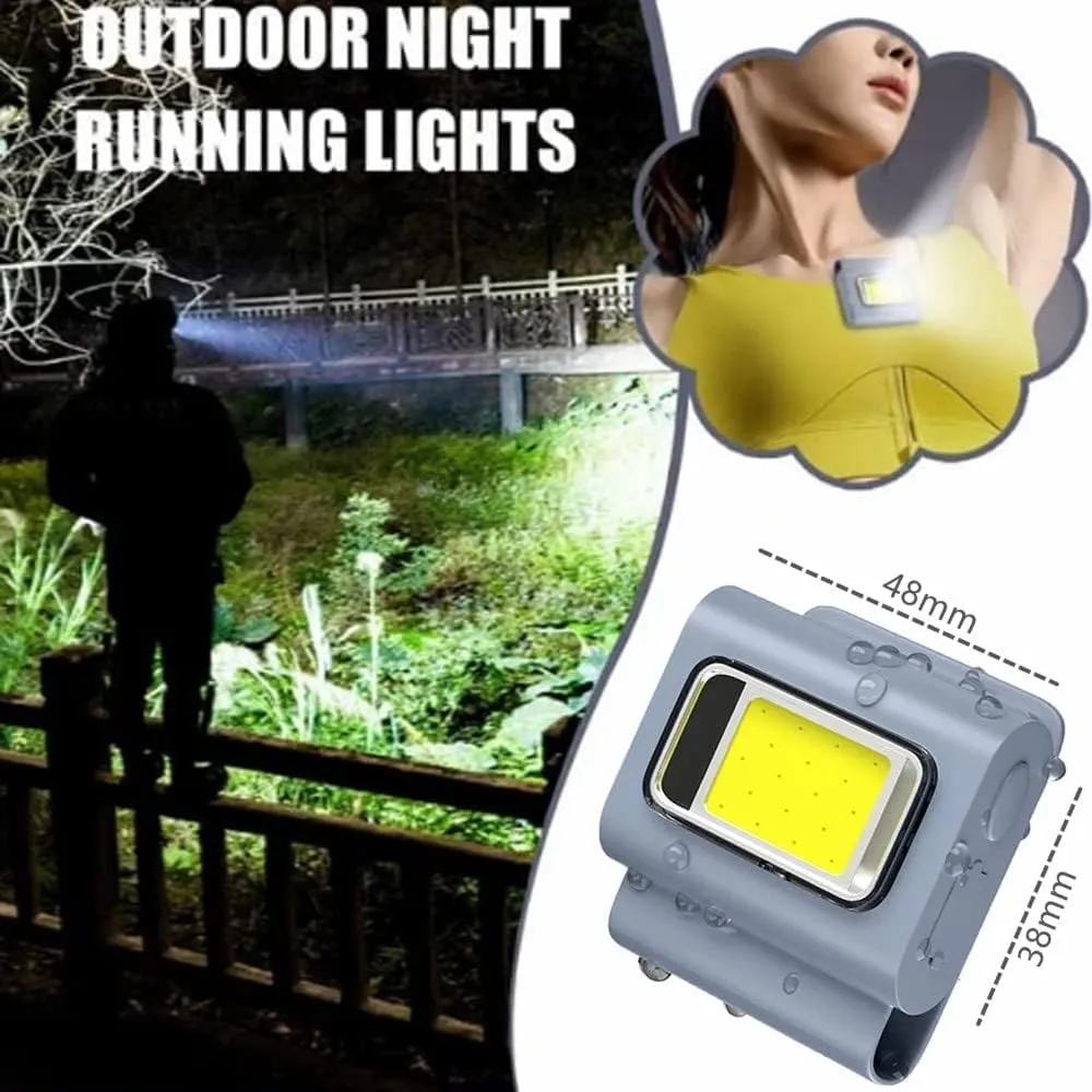 Magnetic Cob Work Light,Safety Running Light with Strong Magnetic Clip,6 Light Modes USB Rechargeable Waterproof Mini Led Keychain Light with Headband for Night Running Joggers Walking Hiking (3Pcs)