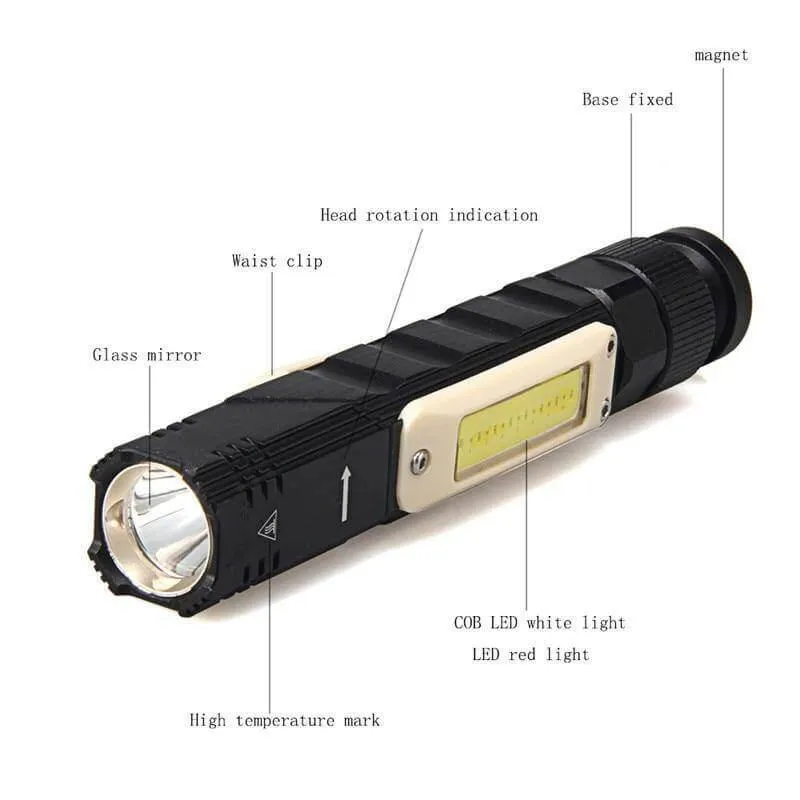 Magnetic Rechargeable Camping Flashlight - Adjustable Portable Outdoor Light
