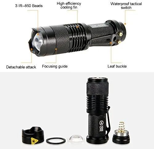 Maketheone IR Torch 3 Watt 850NM Infrared Light Night Vision Flashlight Torch - Infrared Light is Invisible to Human Eyes - to be Used with Night Vision Device (NOT Include Battery)