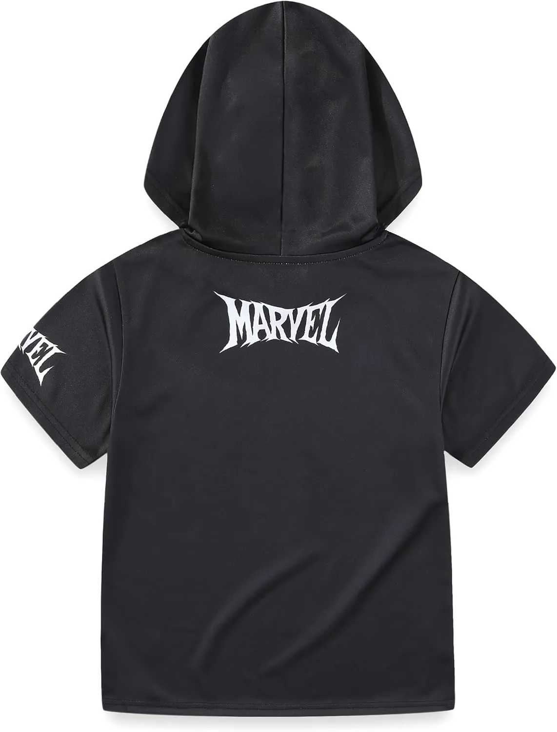 Marvel Spider-Man Venom Boys Hooded Athletic T-Shirt and Active Mesh Short Set for Big Kids