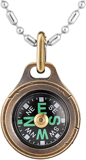 MecArmy CMP/CMP2 Mini Compass- Meaningful Graduation Birthday Gifts for Men Women, EDC Titanium/Brass/Copper Pocket Compass for Hiking SurvivaI, IPX5 Waterproof, Glow in The Dark, Necklace Pendant