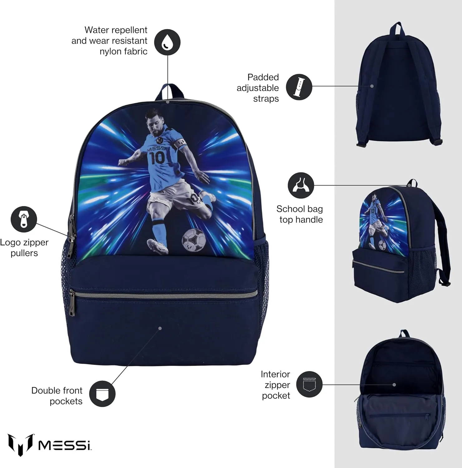 Men's Lifestyle Backpack, Bookbag with Pockets & Adjustable Straps, Blue, One Size