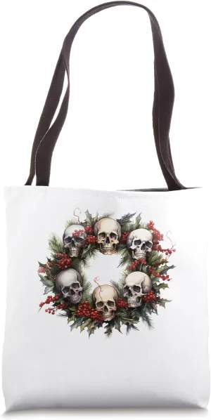 Merry xmas christmas advent wreath skeleton santa claus Tote Bag