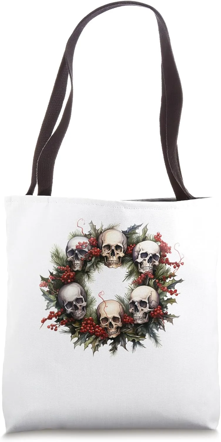 Merry xmas christmas advent wreath skeleton santa claus Tote Bag