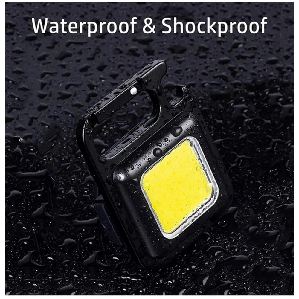 Metal COB Keychain Light,Rechargeable Led Small Flashlight 500 Lumens Brigh Pack of 1 (Black)