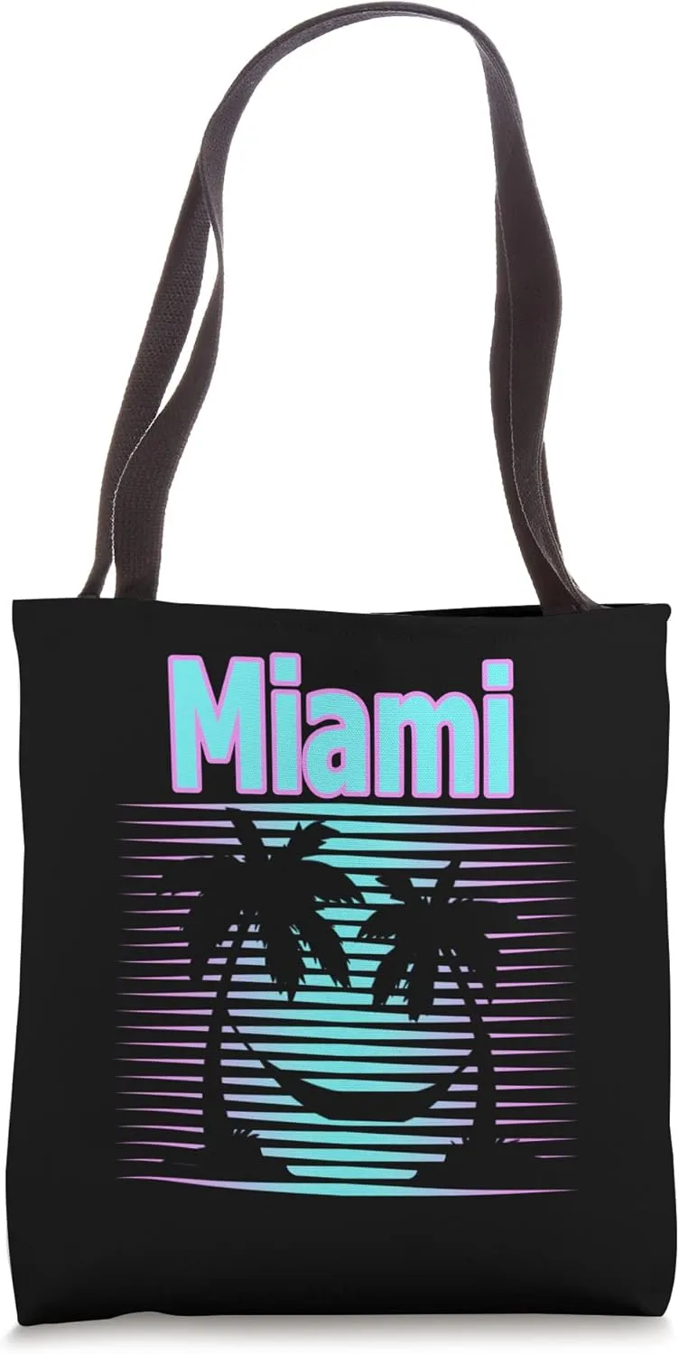 Miami Travel Retro Beach Vacation Souvenir Tote Bag