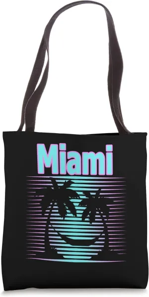 Miami Travel Retro Beach Vacation Souvenir Tote Bag