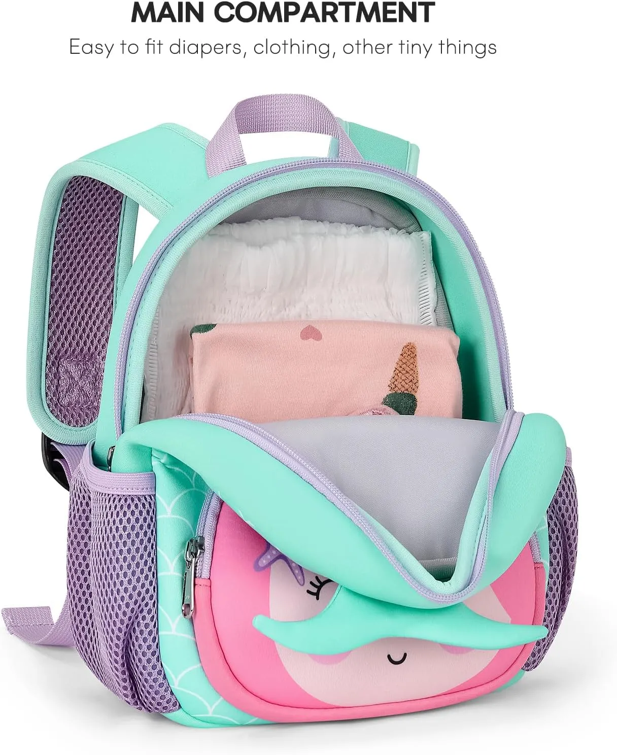 mibasies Backpack Leash for Toddlers 1-3: Baby Backpack with Leash for Boys Girls - Mermaid Backpack - 9inch Mini