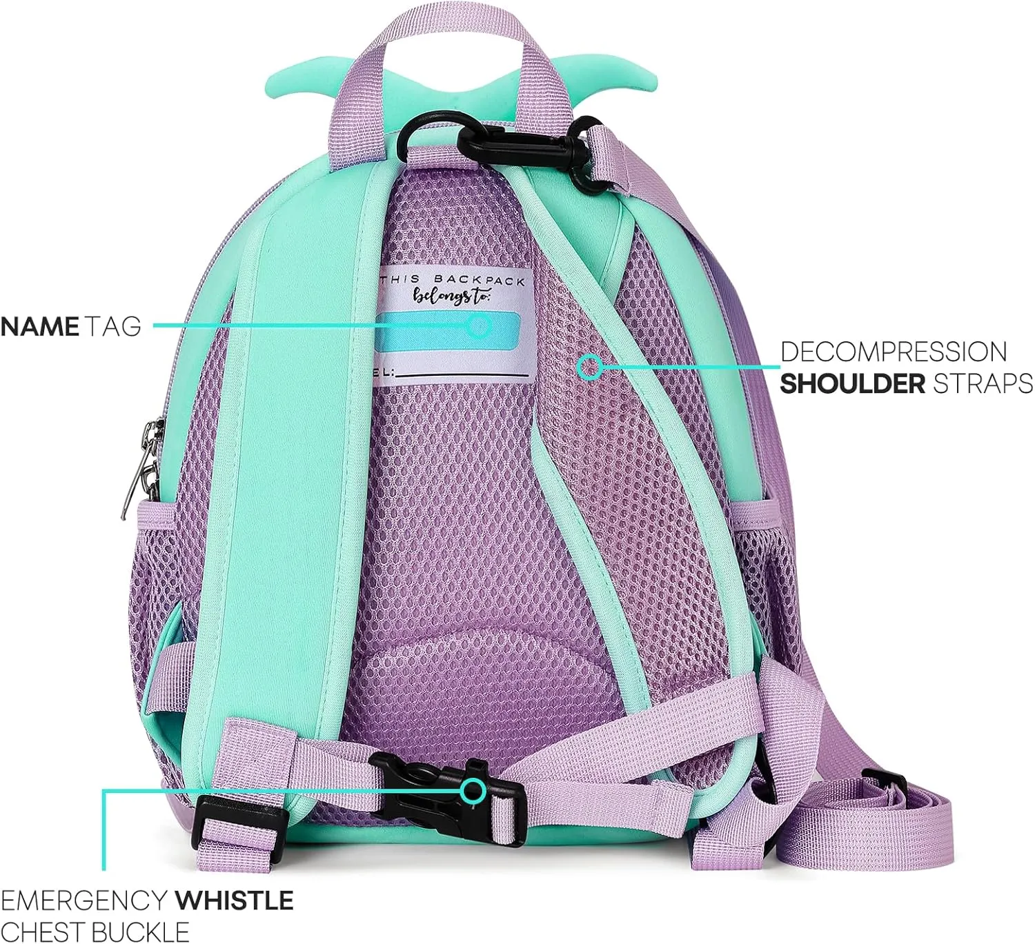 mibasies Backpack Leash for Toddlers 1-3: Baby Backpack with Leash for Boys Girls - Mermaid Backpack - 9inch Mini