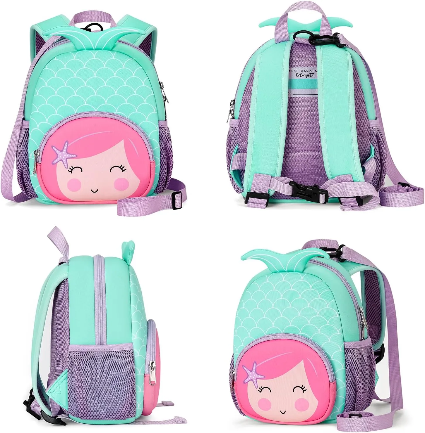 mibasies Backpack Leash for Toddlers 1-3: Baby Backpack with Leash for Boys Girls - Mermaid Backpack - 9inch Mini