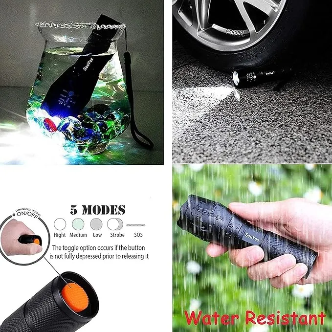 Military Grade Flashlight 2000 Lumen 5 Modes Water Resistant LED Flash Light (3-Pack)