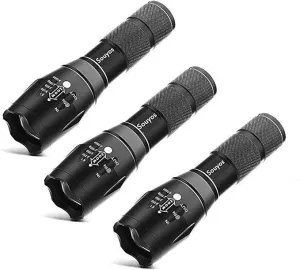 Military Grade Flashlight 2000 Lumen 5 Modes Water Resistant LED Flash Light (3-Pack)