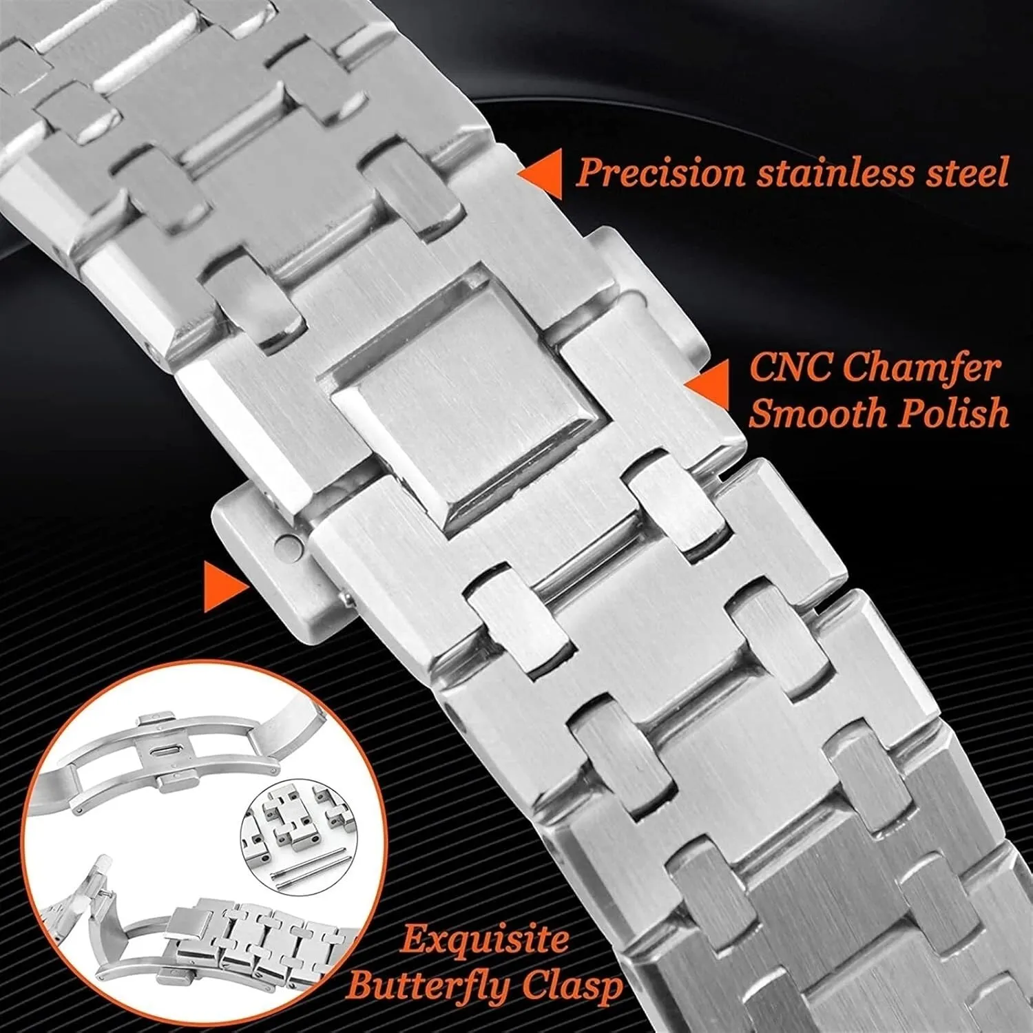 Mini Casioak Mod Kit All Metal Watch Bezel Strap Replacement Accessories For-7AJF Watch Strap