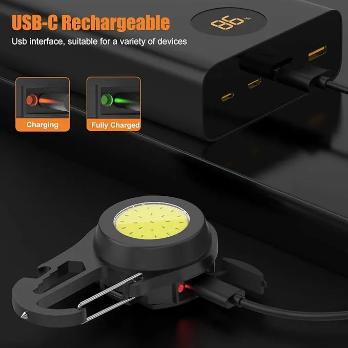 Mini Flashlight COB Small Flashlight 800Lumen Rechargeable Light Keychain Flashlight Portable Pocket Light Folding Stand Magnetic Flashlight for Camping,Fishing,Walking,BottleOpener (dark gray06)