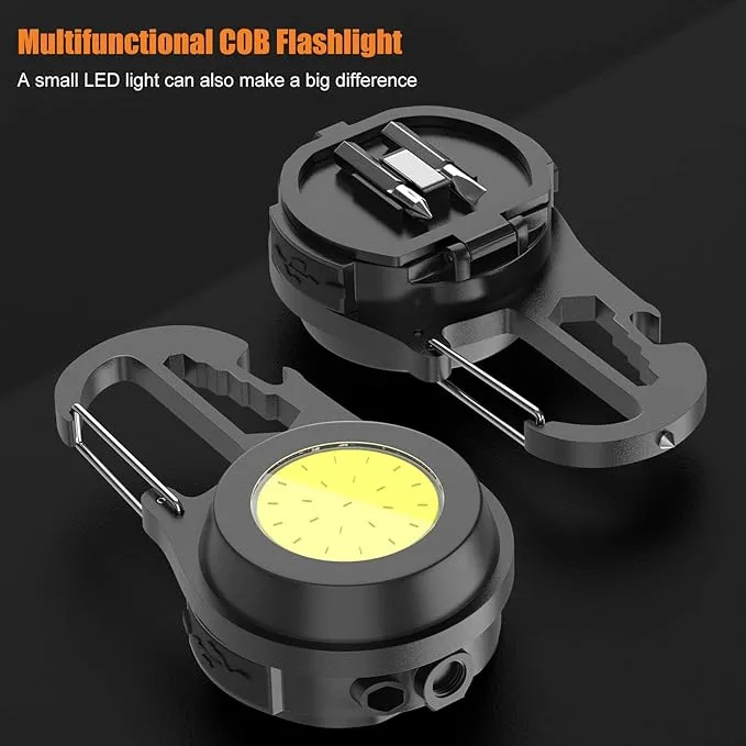Mini Flashlight COB Small Flashlight 800Lumen Rechargeable Light Keychain Flashlight Portable Pocket Light Folding Stand Magnetic Flashlight for Camping,Fishing,Walking,BottleOpener (dark gray06)