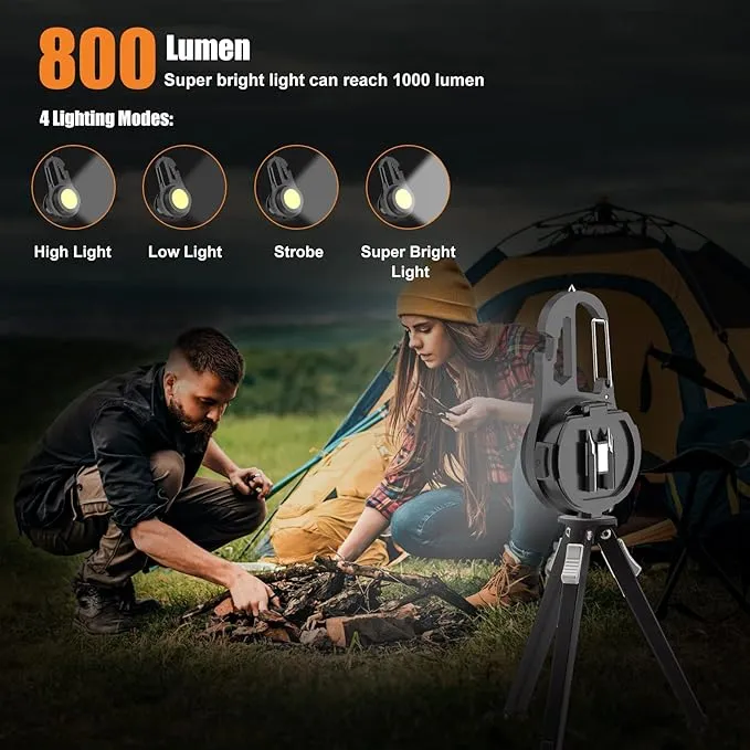 Mini Flashlight COB Small Flashlight 800Lumen Rechargeable Light Keychain Flashlight Portable Pocket Light Folding Stand Magnetic Flashlight for Camping,Fishing,Walking,BottleOpener (dark gray06)