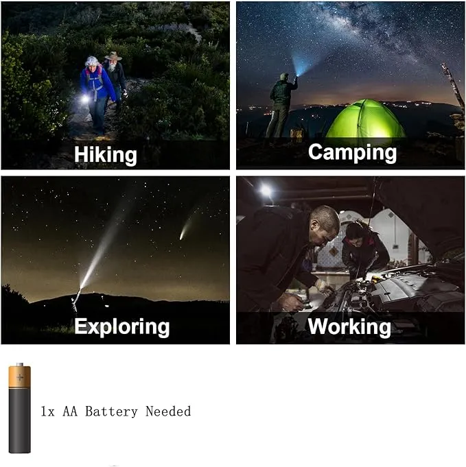 Mini Flashlights 4 Pack, Super Bright LED Tactical Flashlight with Clip, Aluminum, 3 Modes, Zoomable, Waterproof - Best EDC Flash Light for Gift, Hiking, Camping, Emergency Use