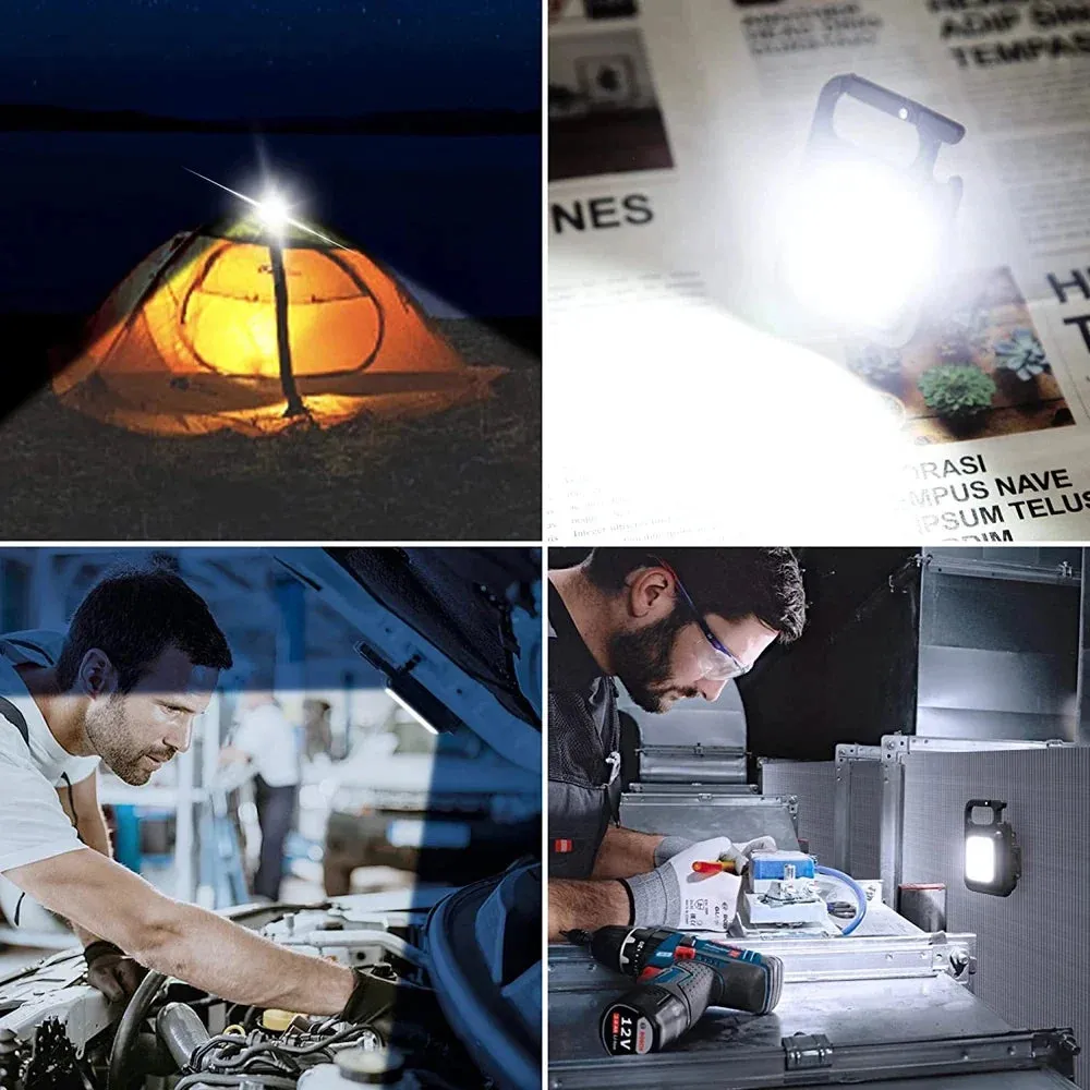 Mini LED Flashlight Magnetic COB Work Light 800 Lumens USB Rechargeable Camping Spotlight