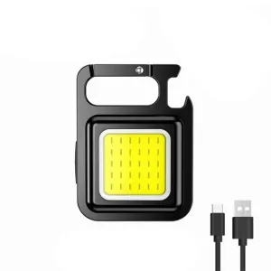 Mini LED Keychain Flashlight with Window Hammer, Bottle Opener, COB Work Light for Camping and Emergency Lighting
