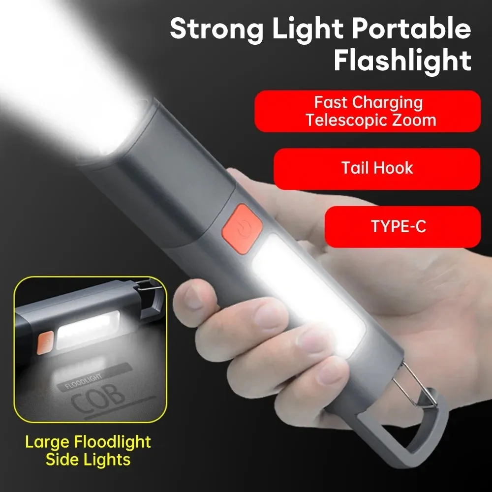 Mini LED Torch Flashlight 1-10pcs, Zoomable, Waterproof, COB Side Lights, for Outdoor Fishing, Hunting, Camping