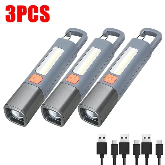 Mini LED Torch Flashlight 1-10pcs, Zoomable, Waterproof, COB Side Lights, for Outdoor Fishing, Hunting, Camping