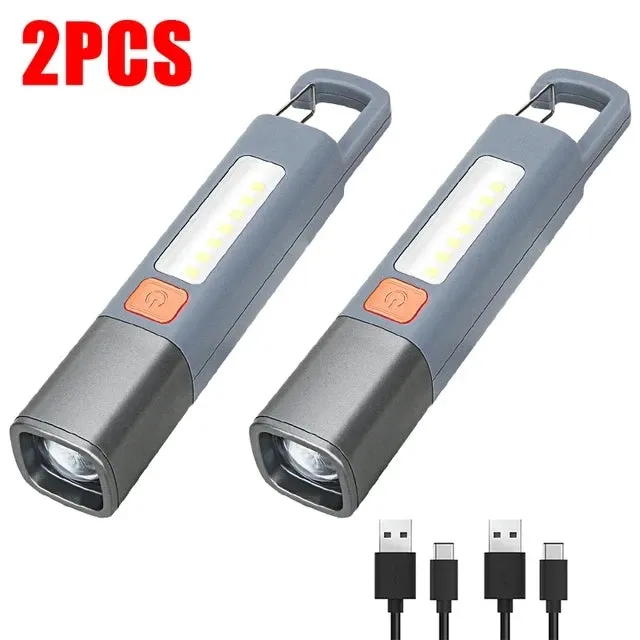 Mini LED Torch Flashlight 1-10pcs, Zoomable, Waterproof, COB Side Lights, for Outdoor Fishing, Hunting, Camping