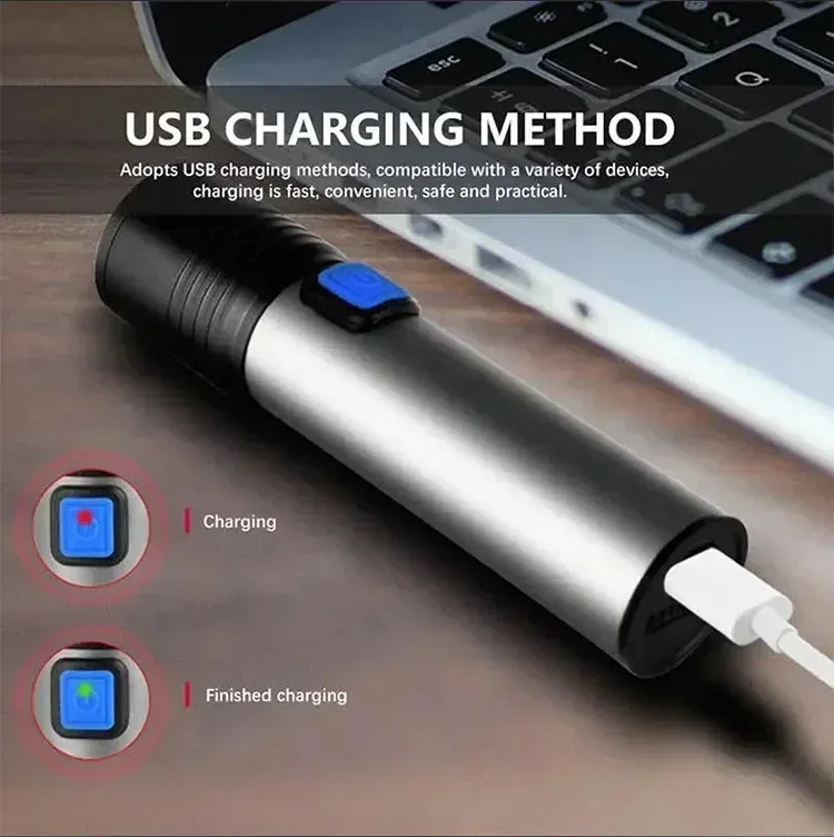 Mini UV Flashlight 395nm, Zoomable, USB Rechargeable Ultraviolet Torch for Pet Stain Detection & Resin Curing