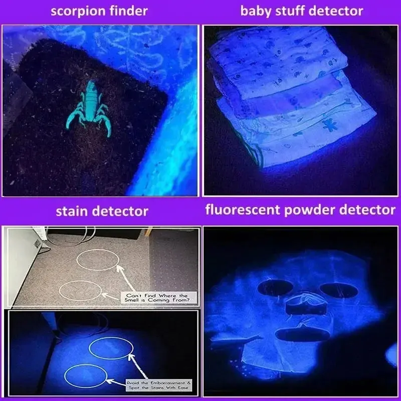 Mini UV Flashlight 395nm, Zoomable, USB Rechargeable Ultraviolet Torch for Pet Stain Detection & Resin Curing