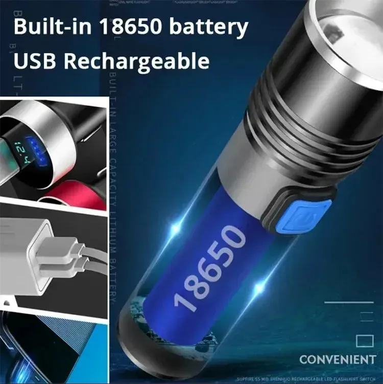 Mini UV Flashlight 395nm, Zoomable, USB Rechargeable Ultraviolet Torch for Pet Stain Detection & Resin Curing