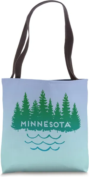Minnesota Tree Silhouette Lakes Nature Souvenir Graphic Tote Bag