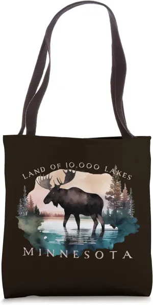 Minnesota Tree Watercolor Lakes Nature Outdoors Souvenir Tote Bag