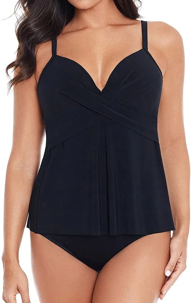 Miraclesuit Women's Swimwear Allura Underwire Foam Cup Adjustable Strap Tankini Bathing Suit TopBathing Suit Top