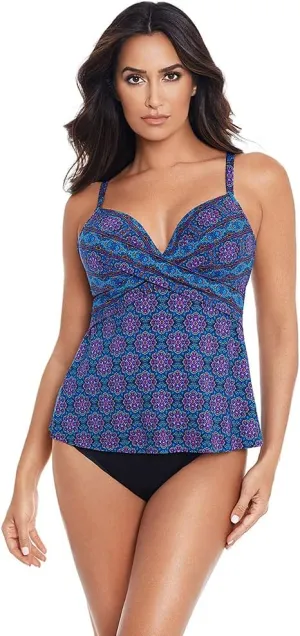 Miraclesuit Women's Swimwear Allura Underwire Foam Cup Adjustable Strap Tankini Bathing Suit TopBathing Suit Top