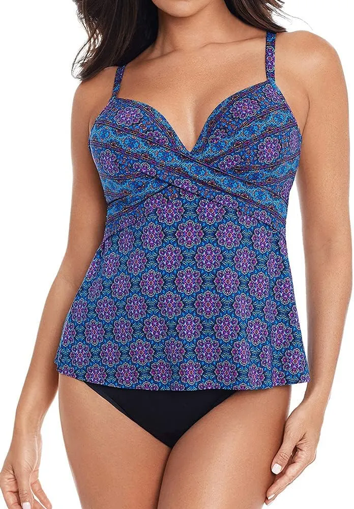 Miraclesuit Women's Swimwear Allura Underwire Foam Cup Adjustable Strap Tankini Bathing Suit TopBathing Suit Top