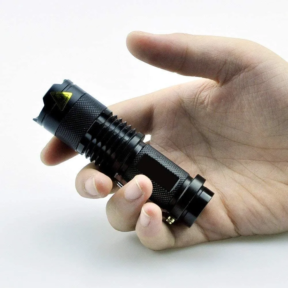 MODOAO 6 Pack Mini Flashlights LED Flashlight 7W 350LM 3 Mode Flashlight Torch Adjustable Focus Zoomable Light,Skid-Proof Design & Waterproof Design (Black)