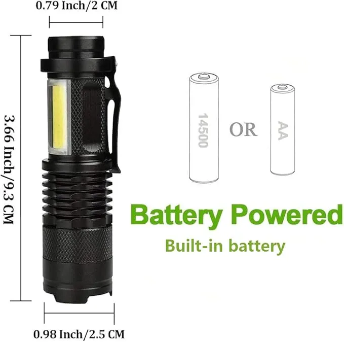 MODOAO COB LED Flashlights,Ultra Bright 4 Modes Mini Handheld Torch,Waterproof Pocket Lights for Emergency and Outdoor and Camping Use(5 Pack)